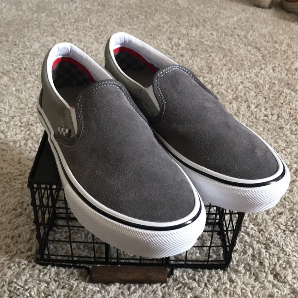 VANS GREY skateboard Shoes Classic Slip-On Sneaker NEW